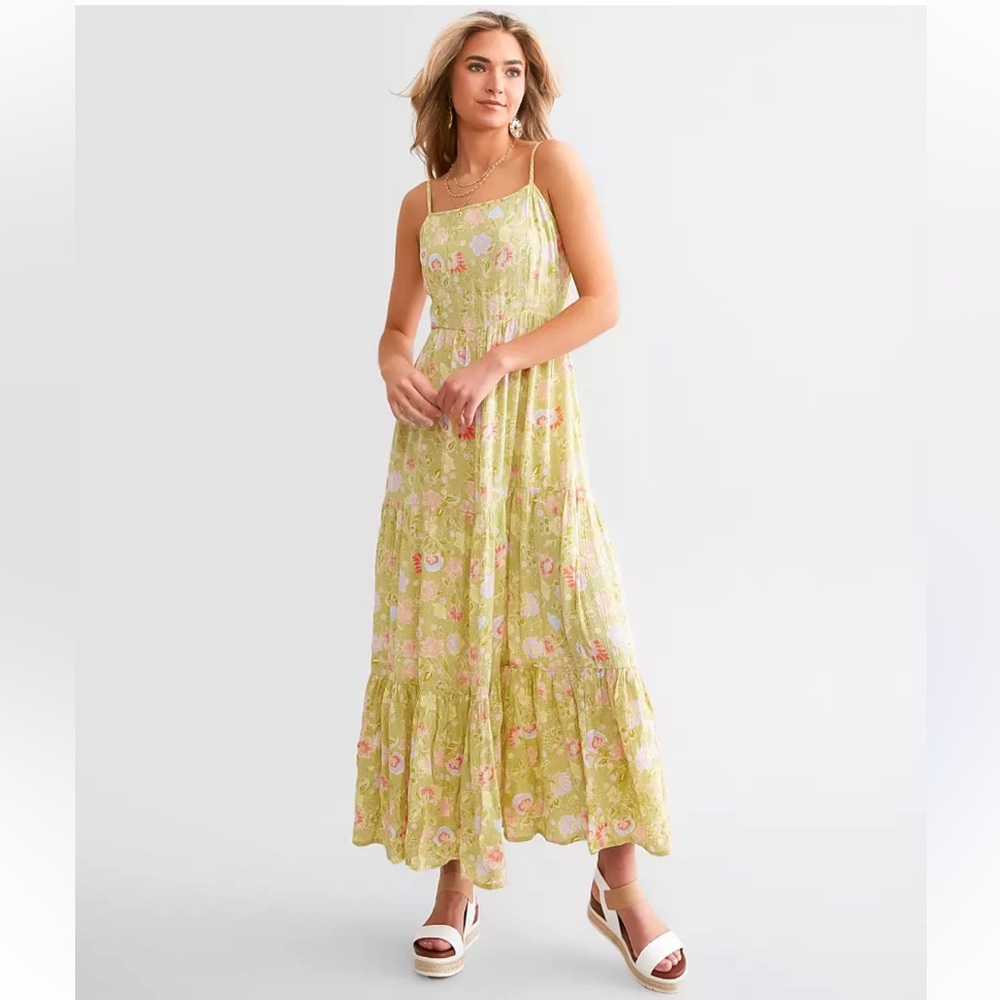Billabong Lime Green Floral Maxi Dress